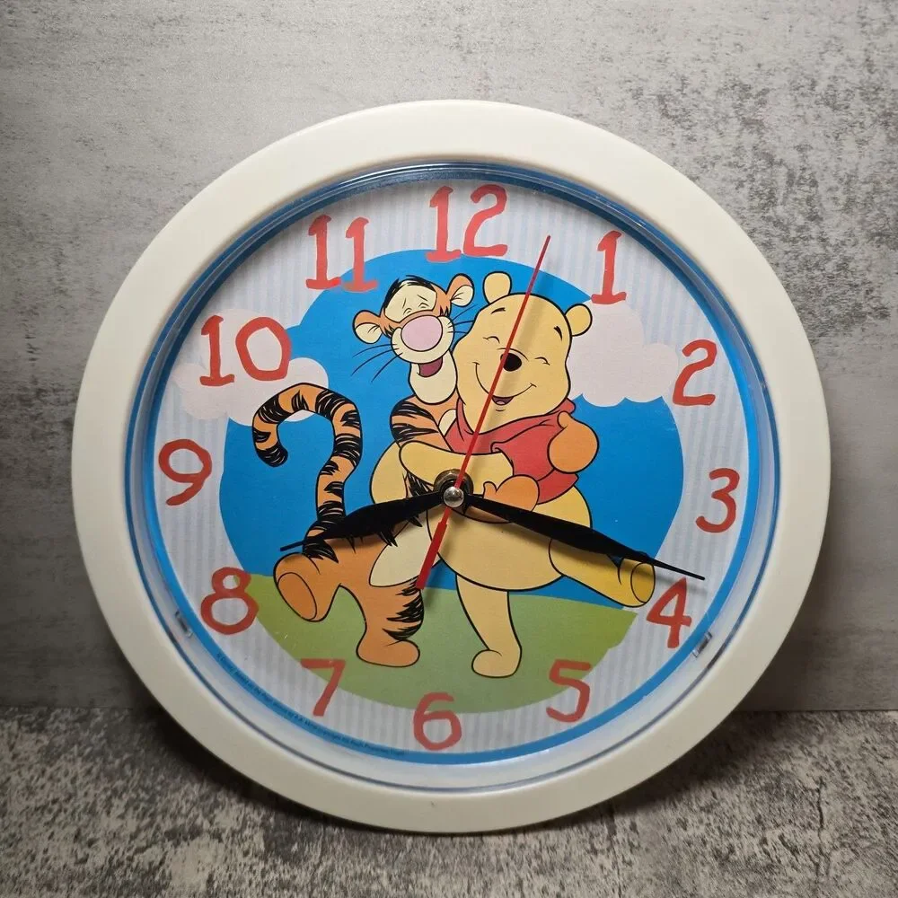 Vintage Winnie The Pooh And Tigger Kids Wall Clock Tested and Works 1990 Nursery